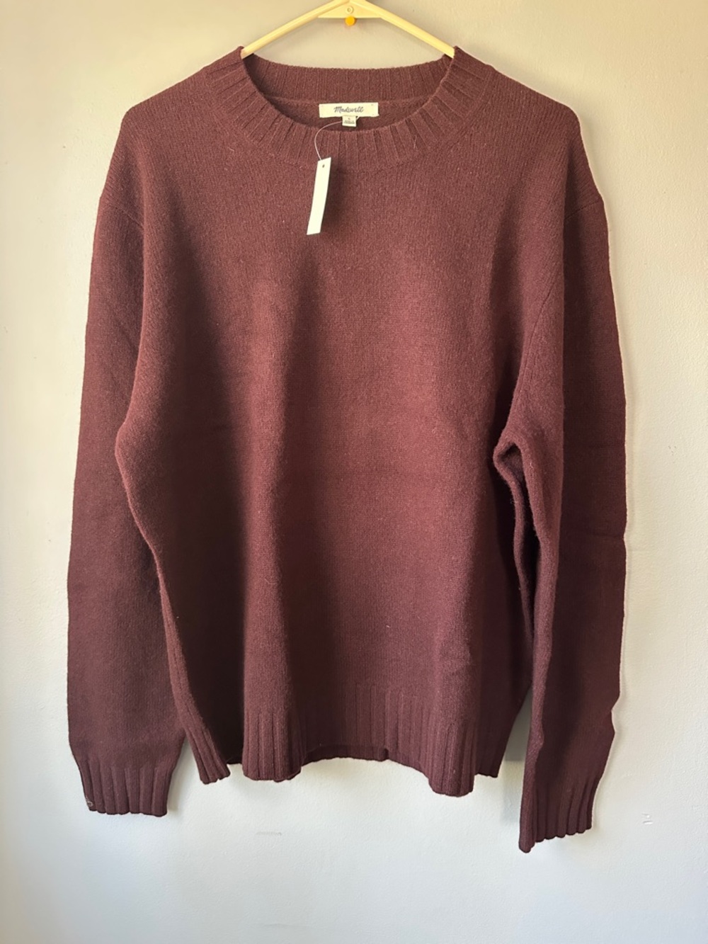 Madewell NWT men's Crewneck Sweater in Deep Burgundy size large - Picture 3 of 10